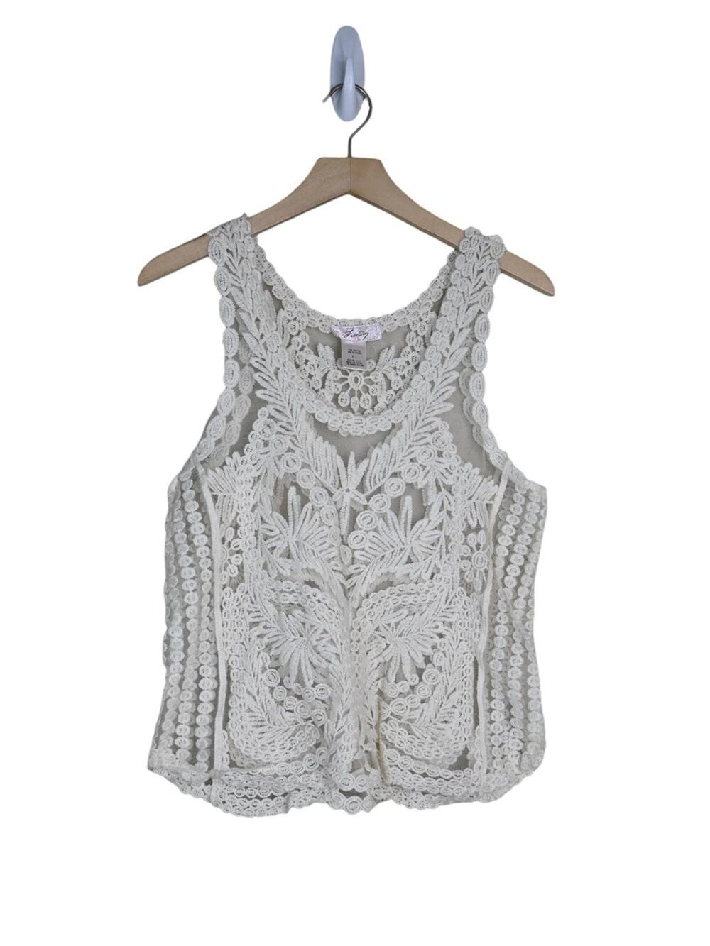Freeway Women's L Boho Style Crochet Lace Sleeveless Top